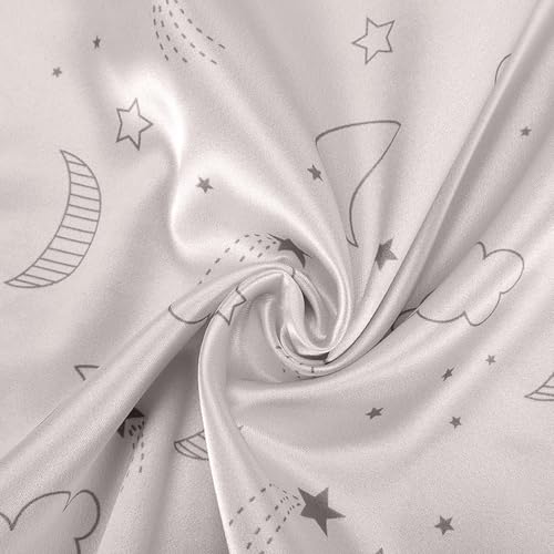 Winmany 2 Pack Toddler Pillow Cases Baby Silk Satin Pillowcases 49 x 36cm Cot Bed Envelope Pillow Cover Kids Soft Travel Pillow Pair Cases for Boys Girls Machine Washable (Beige Cloud Moon) - Image 4