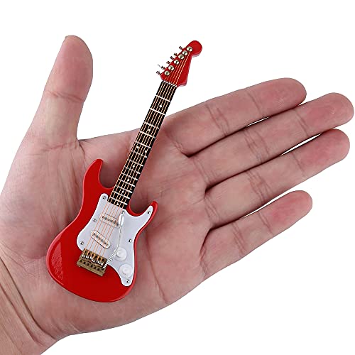 Dselvgvu Wooden Miniature Electric Guitar with Stand and Case Mini Musical Instrument Electric Guitar Replica Collectible Figurines Model Home Decoration Display Ornament Red 549x176x048 - Image 5