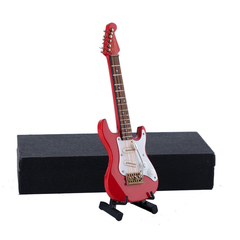 Dselvgvu Wooden Miniature Electric Guitar with Stand and Case Mini Musical Instrument Electric Guitar Replica Collectible Figurines Model Home Decoration Display Ornament Red 549x176x048 - Image 3