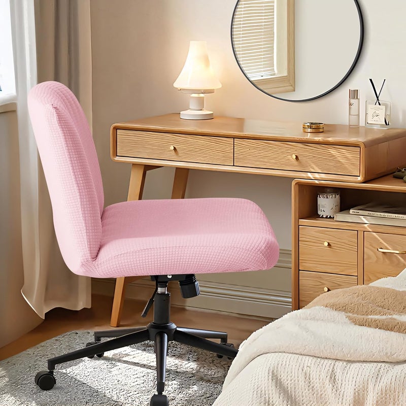 EVOLLER Store Criss Cross Chair Cover Pink Armless Wide Back Chair Cover Water Resistant Stretchable Slipcover for Mid Back Wide Seat Desk and Vanity Chairs Washable - Image 4