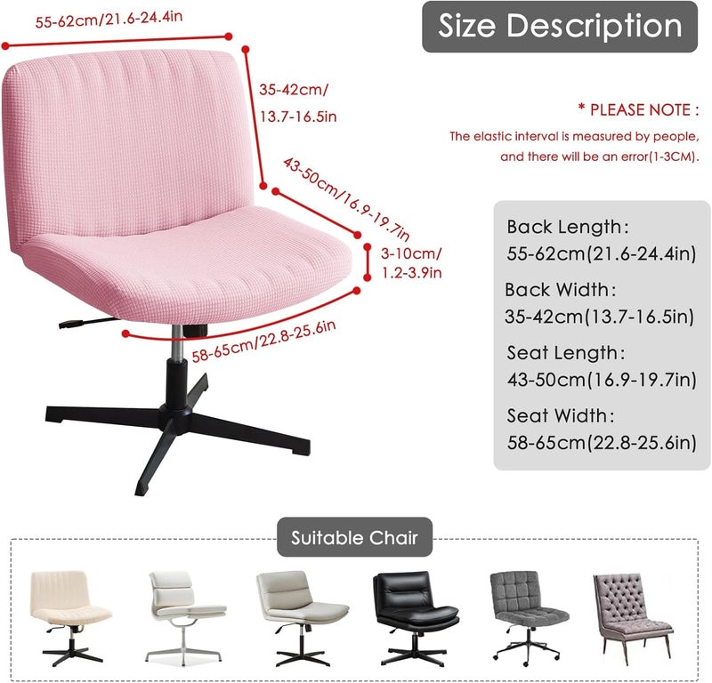 EVOLLER Store Criss Cross Chair Cover Pink Armless Wide Back Chair Cover Water Resistant Stretchable Slipcover for Mid Back Wide Seat Desk and Vanity Chairs Washable - Image 2