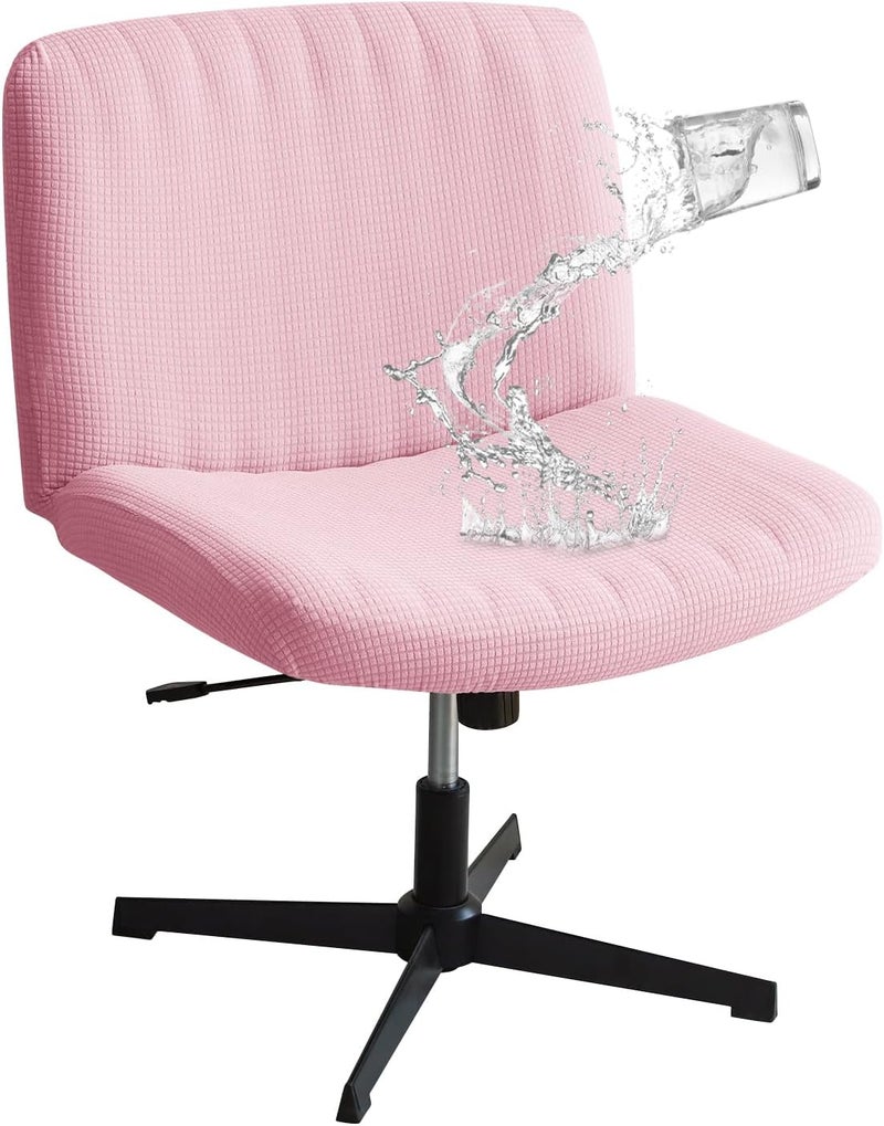 EVOLLER Store Criss Cross Chair Cover Pink Armless Wide Back Chair Cover Water Resistant Stretchable Slipcover for Mid Back Wide Seat Desk and Vanity Chairs Washable - Image 1