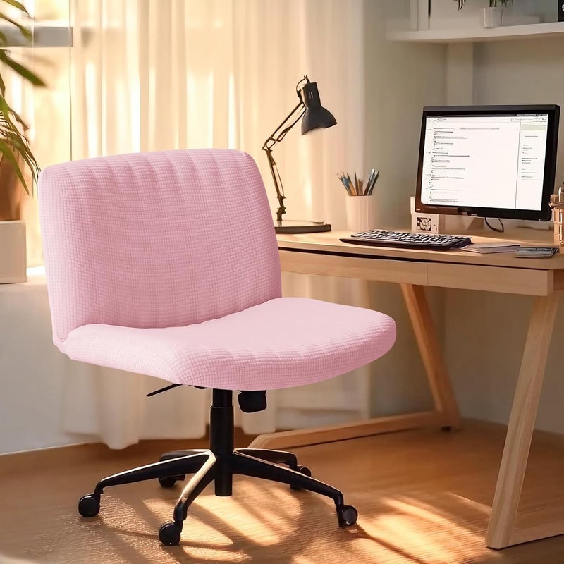 EVOLLER Store Criss Cross Chair Cover Pink Armless Wide Back Chair Cover Water Resistant Stretchable Slipcover for Mid Back Wide Seat Desk and Vanity Chairs Washable - Image 3