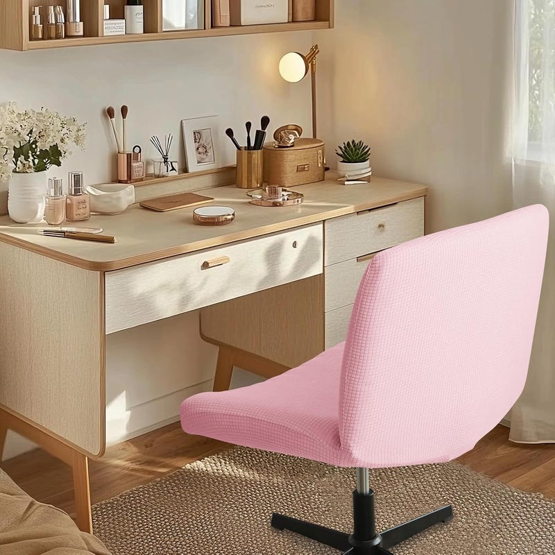 EVOLLER Store Criss Cross Chair Cover Pink Armless Wide Back Chair Cover Water Resistant Stretchable Slipcover for Mid Back Wide Seat Desk and Vanity Chairs Washable - Image 5