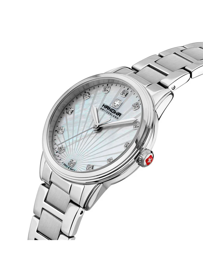Hanowa Canova White Mother-of-pearl Dial Silver Stainless Steel Bracelet Analog Watch for Women 34mm