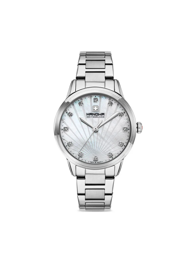 Hanowa Canova White Mother-of-pearl Dial Silver Stainless Steel Bracelet Analog Watch for Women 34mm