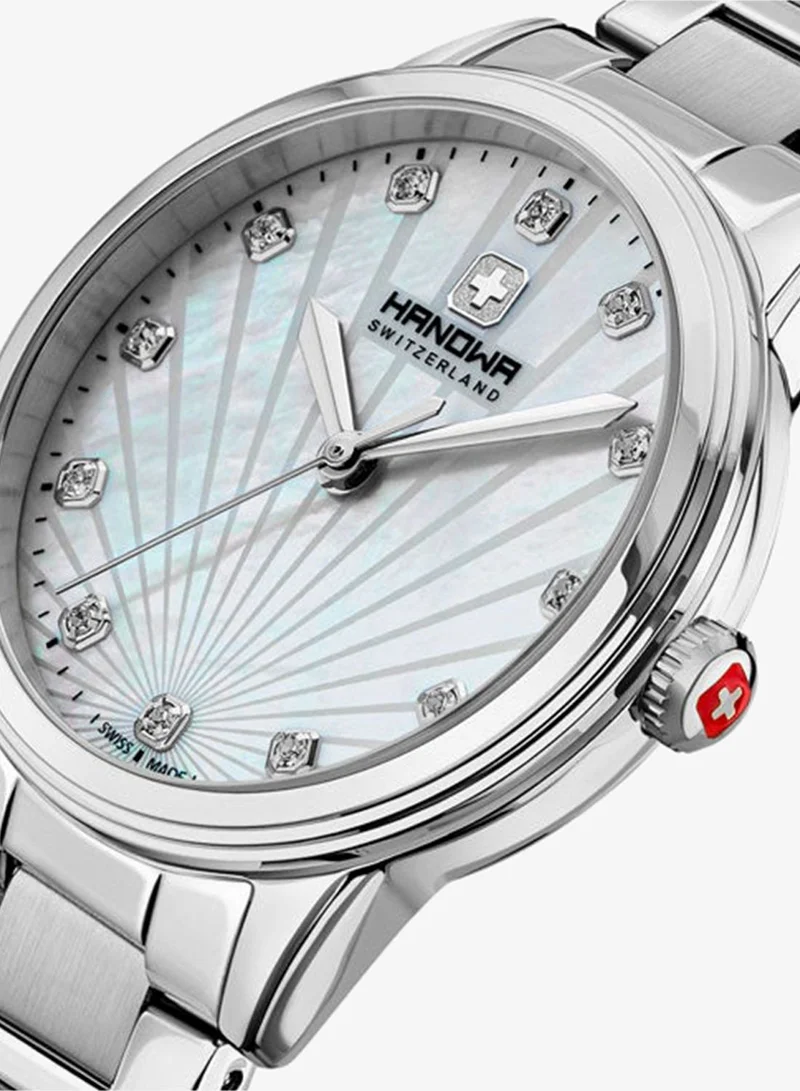 Hanowa  Canova White Mother-of-pearl Dial Silver Stainless Steel Bracelet Analog Watch for Women 34mm for Women | Best Price UAE