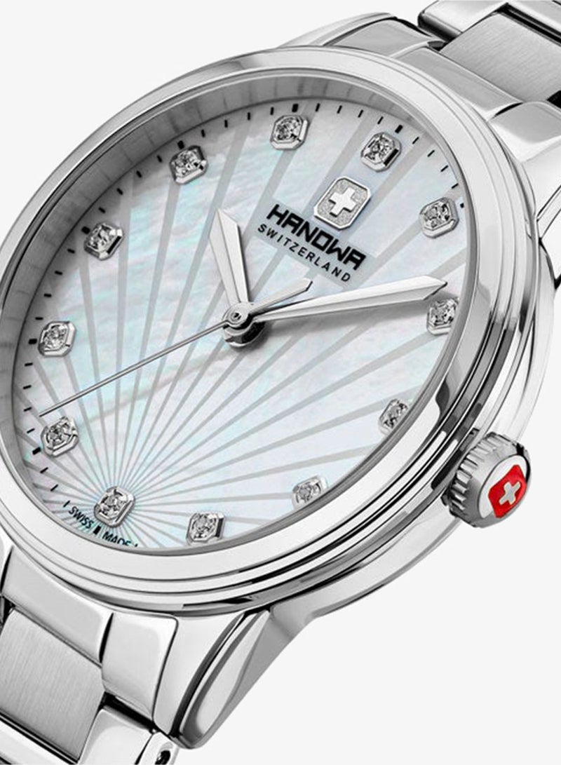 Hanowa Canova White Mother-of-pearl Dial Silver Stainless Steel Bracelet Analog Watch for Women 34mm - Image 3