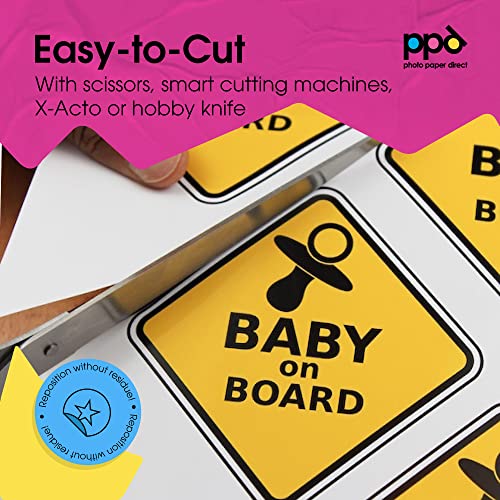 PPD Premium Printable Vinyl Sticker Paper for Inkjet Printer - 50 Sheets Glossy Sticker Paper 8.5 x 11 - Self-Adhesive, Waterproof, Tear Resistant, Instant Dry - PPD-36-50 - Image 4
