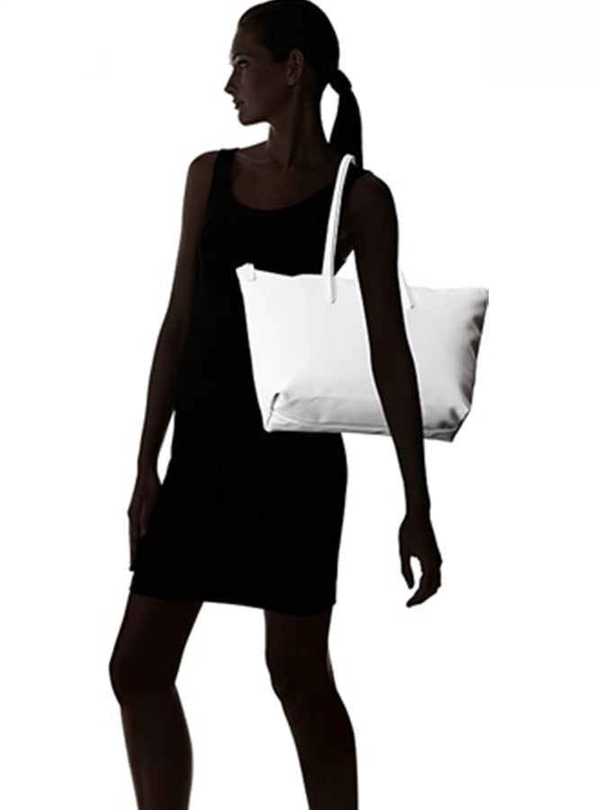 لاكوست النساء L12.12 مفهوم الموضة متعددة الاستخدامات كبيرة السعة سحاب حقيبة اليد حقيبة الكتف حقيبة كبيرة الأبيض - Image 3