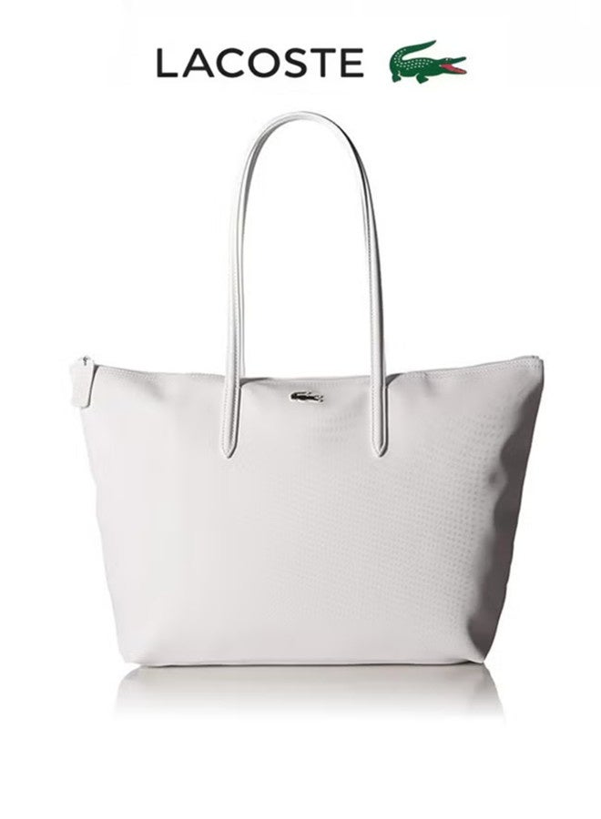 لاكوست النساء L12.12 مفهوم الموضة متعددة الاستخدامات كبيرة السعة سحاب حقيبة اليد حقيبة الكتف حقيبة كبيرة الأبيض - Image 1