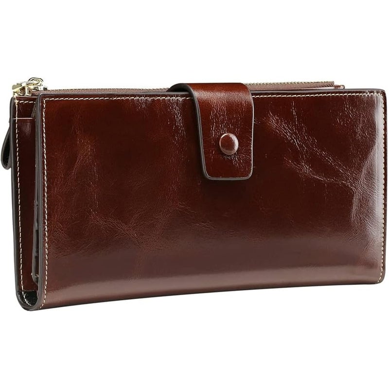 ITSLIFE Women's RFID Blocking Large Capacity Luxury Wax Genuine Leather Clutch Wallet Card Holder Organizer Ladies Purse - Image 4