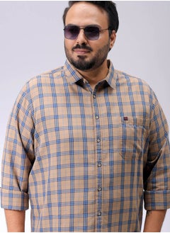 HARDSODA Men Plus Size Regular Fit Windowpane Checks Cutaway Collar Full Sleeves Casual Shirt  - Image 1