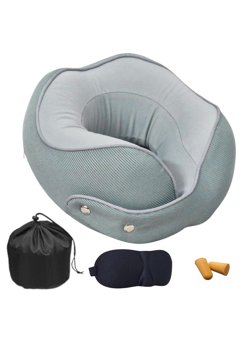 Nixy Hub Nixy Hub Ultra Soft Memory Foam Neck Pillow Green Grey Travel Accessories Neck Pillow for Flight Travel Fits Average Large Necks Washable Removable Cover Multipurpose Comfort Pillow  - Image 1