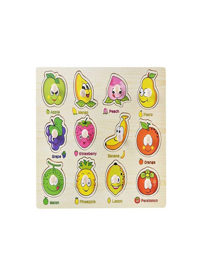 12-Piece Fruit Designed Wooden Pegged Puzzle - Image 1