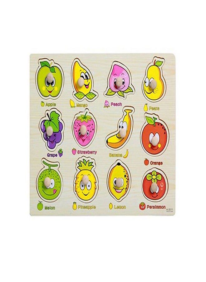 12-Piece Fruit Designed Wooden Pegged Puzzle - Image 3