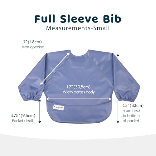 Tiny Twinkle Long Sleeve Bib for Babies & Toddlers – 2 Pack Waterproof Smock Bibs for Eating – Machine Washable & Mess-Proof, Baby Feeding Essential & Shower Must-Have (Periwinkle Putty,6–24M) - Image 3
