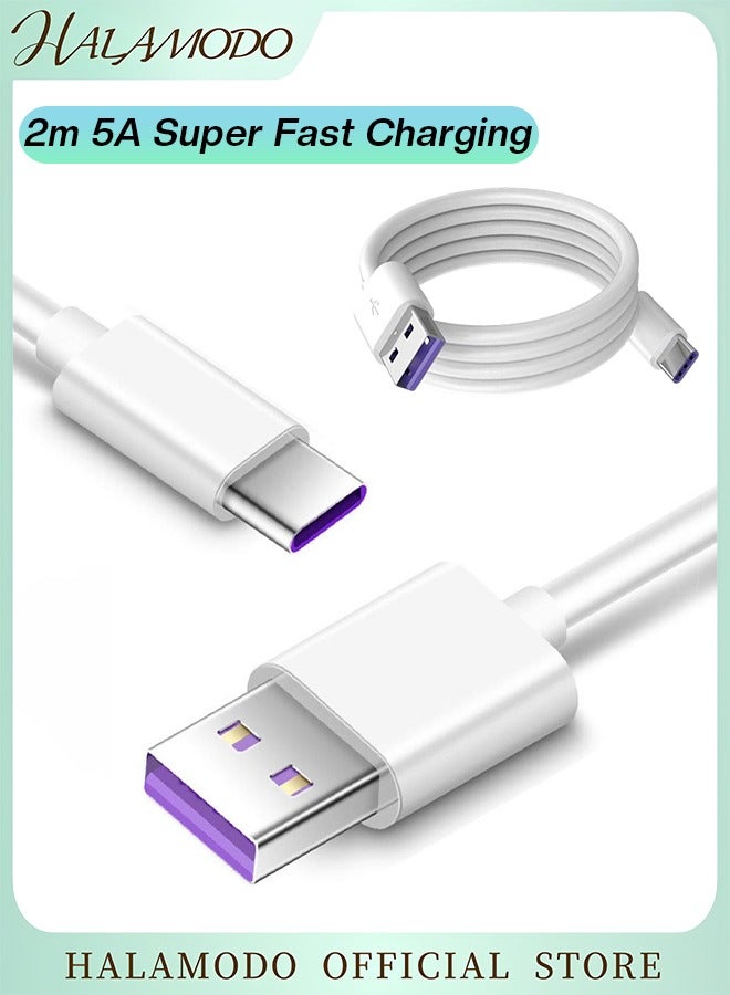 هالامودو كابل USB C 6.6 قدم كابل USB C 5A سريع الشحن فائق الشحن السريع 5A كابل USB من النوع C شاحن سلكي فائق الشحن السريع من النوع C لسامسونج جالاكسي A10e A15 A15 A25 A54 A51 A50، S24 S23 S23 S22 S21 S20 S20 S10 S10E S9، Note 20 10 9، Moto G G9 G8 - Image 1