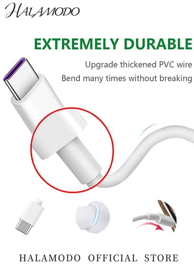 هالامودو كابل USB C 6.6 قدم كابل USB C 5A سريع الشحن فائق الشحن السريع 5A كابل USB من النوع C شاحن سلكي فائق الشحن السريع من النوع C لسامسونج جالاكسي A10e A15 A15 A25 A54 A51 A50، S24 S23 S23 S22 S21 S20 S20 S10 S10E S9، Note 20 10 9، Moto G G9 G8 - Image 3