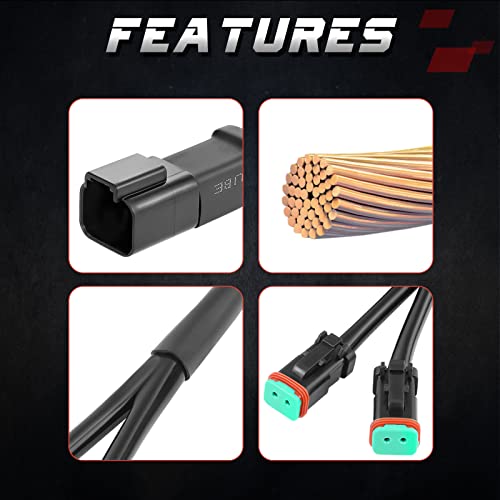 OFFROADTOWN 2PCS DT DTP Wiring Harness Adapters Connectors Splitters Plug n Play Wiring Harness 240w for LED Light Bar Pod Fog Driving Lights LED Cubes Work Light - Image 4