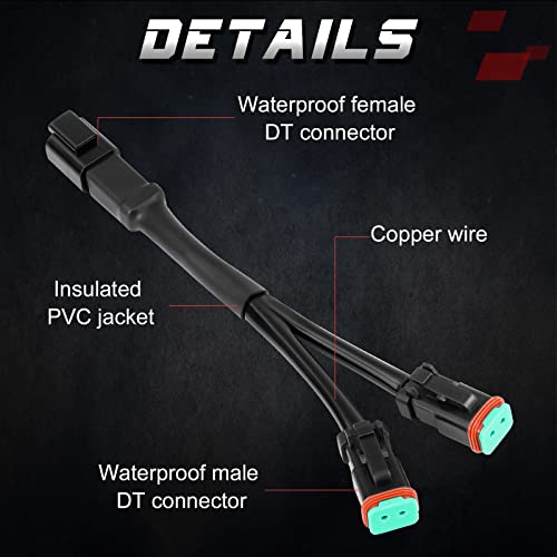 OFFROADTOWN 2PCS DT DTP Wiring Harness Adapters Connectors Splitters Plug n Play Wiring Harness 240w for LED Light Bar Pod Fog Driving Lights LED Cubes Work Light - Image 3
