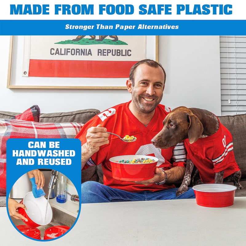 GoBig Red Party Cup Bowls - 30 Large Disposable Plastic Bowls - Image 5