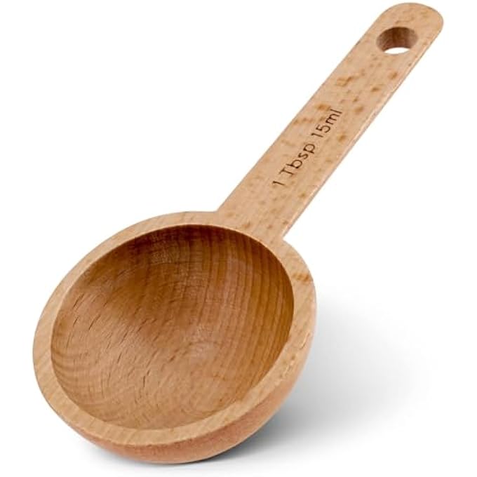 ريحني ملعقة كبيرة من خشب القهوة بحجم ملعقة كبيرة من خشب الزان 78 جرام، مثالي لقياس القياس متعدد الأغراض بطلقة واحدة - Image 2