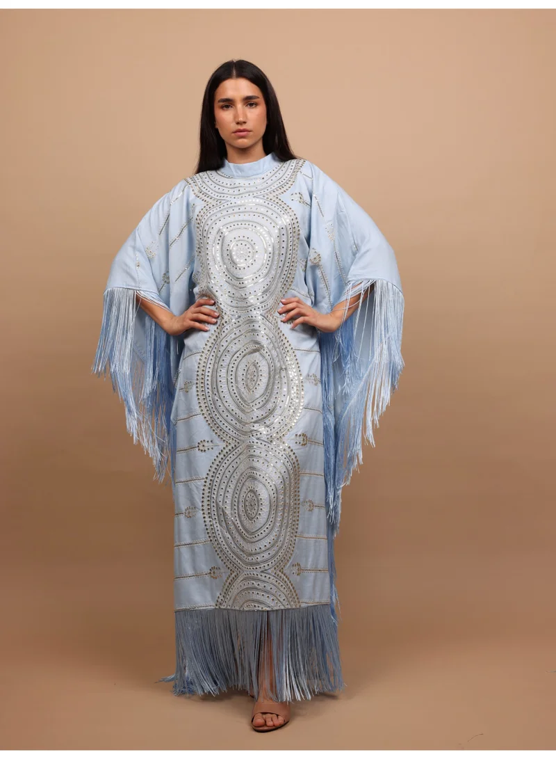 IKKXA  IKKXA Shimmering Diamond Pattern Jalabiya IK1104 Blue  | Best Price UAE