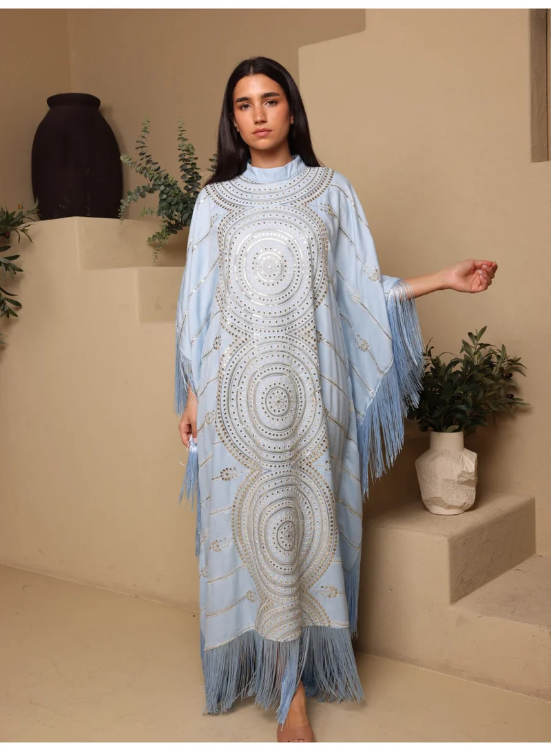 IKKXA IKKXA Shimmering Diamond Pattern Jalabiya IK1104 Blue