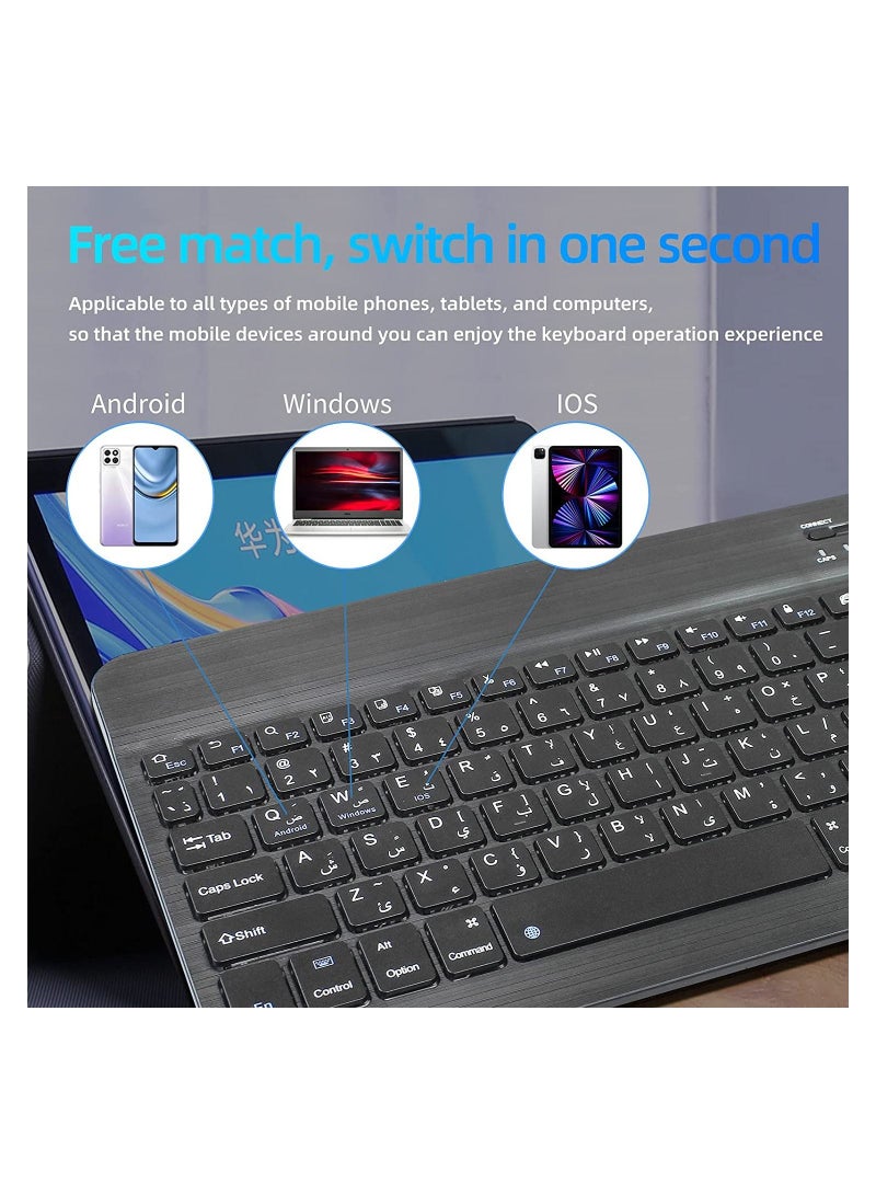 Arabic Bluetooth Keyboard,Ultra-thin Wireless Rechargeable Keyboard,Universal Use for iPhone/iPad Air/iPad Pro/iPad Mini/Mac,Windows,PCs  - Image 4