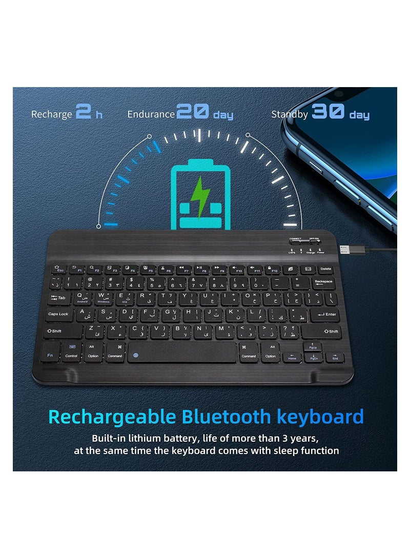 Arabic Bluetooth Keyboard,Ultra-thin Wireless Rechargeable Keyboard,Universal Use for iPhone/iPad Air/iPad Pro/iPad Mini/Mac,Windows,PCs  - Image 3