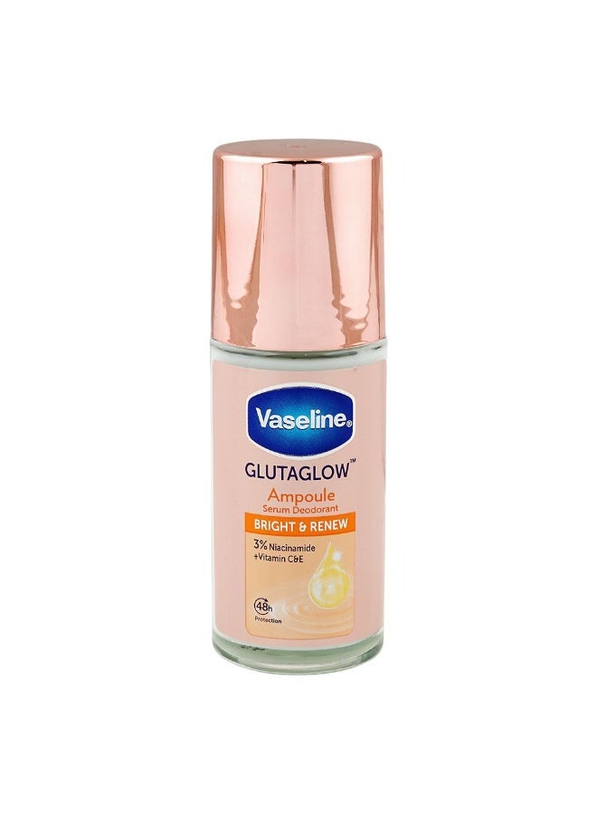 Vaseline Gluta Glow Ampoule Bright & Renew Serum Deodorant Roll On, Niacinamide + Vitamin C & E, 45ml