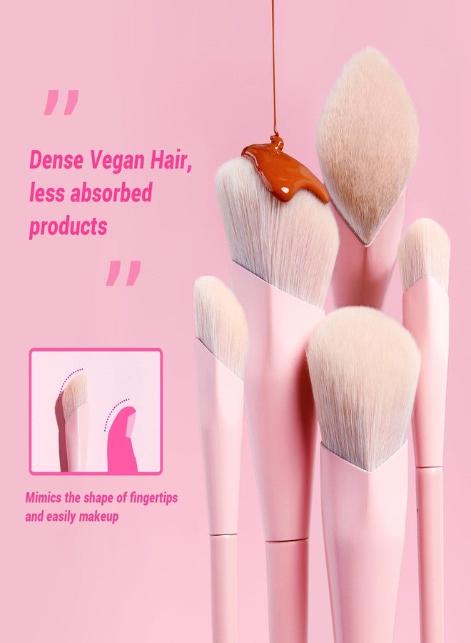 Jessup Foundation Brush and Concealer Brush, Pink Makeup Brushes Set 2Pcs Premium Synthetic Face Make up Brushes for Liquid Cream, T497 - Image 3