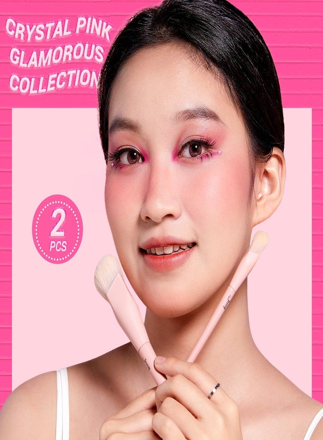 Jessup Foundation Brush and Concealer Brush, Pink Makeup Brushes Set 2Pcs Premium Synthetic Face Make up Brushes for Liquid Cream, T497 - Image 2