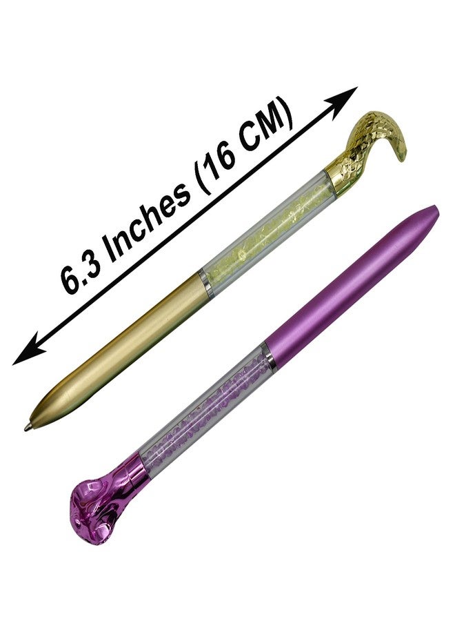 Maydahui 24 PCS Snake Shaped Ballpoint Pens Novelty Cobra Pen Retractable Bling Rhinestones Pen Colorful Crystal Quicksand Pens Black Ink for School Party Home - Image 2