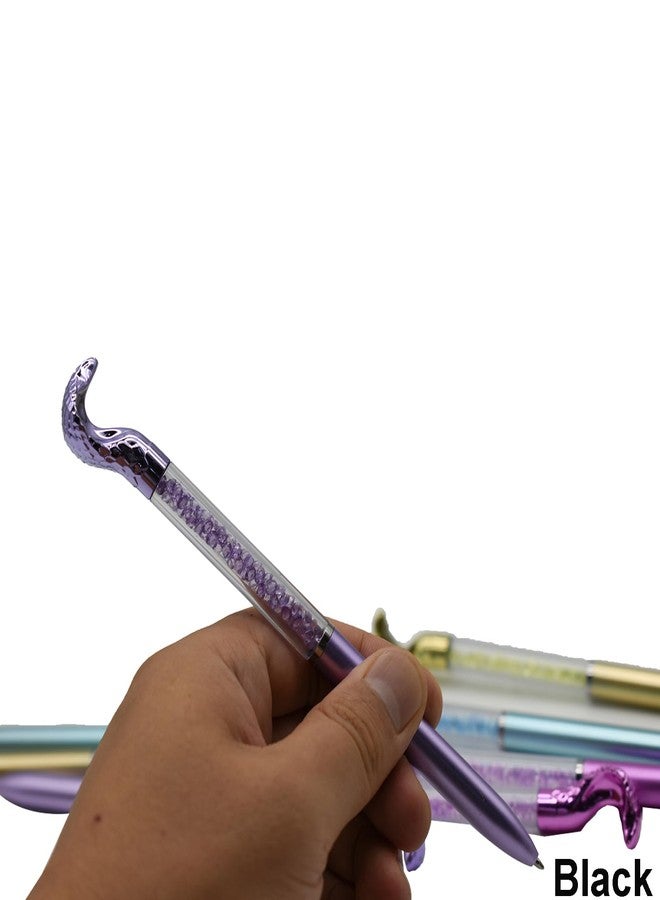 Maydahui 24 PCS Snake Shaped Ballpoint Pens Novelty Cobra Pen Retractable Bling Rhinestones Pen Colorful Crystal Quicksand Pens Black Ink for School Party Home - Image 5