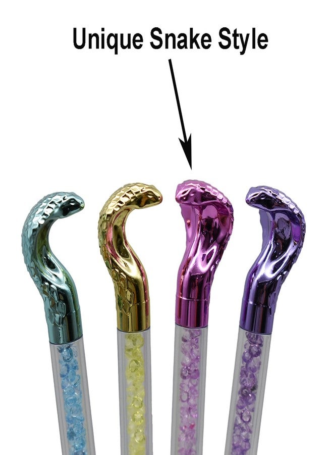 Maydahui 24 PCS Snake Shaped Ballpoint Pens Novelty Cobra Pen Retractable Bling Rhinestones Pen Colorful Crystal Quicksand Pens Black Ink for School Party Home - Image 3