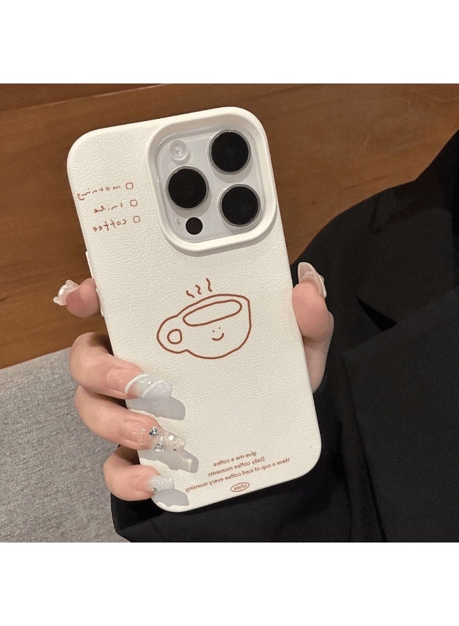 NIBEMINENT Coffee Cup Protective TPU Case Cover For iPhone 16 Pro Max, White - Image 2