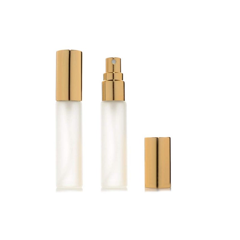 Enslz 6 pcs Frosted Fine Mist 10ml1/3oz Atomizer Glass Bottle Vial Spray Refillable Fragrance Perfume Empty Scent Bottle 2 pcs 3ML Free Pipette (10ml, Gold) - Image 4