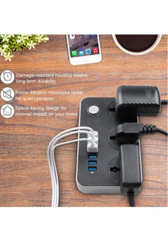 ELTRAZONE Power Strip with USB Ports，Universal Flat Plug，Power Socket with 6 Quick USB Port (5V 3.4A 17W) & 3 Outlets，6.5ft Heavy Duty Extension Cord，Overload Surge Protection，MAX 10A / 220V / 2500W  - Image 3