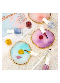 KASTWAVE Resin Nail Art Palette, 2 Pcs Nail Art Painting Mixed Color Palettes Gold Edge Nail Holder Nail Art Display Board  - Image 4