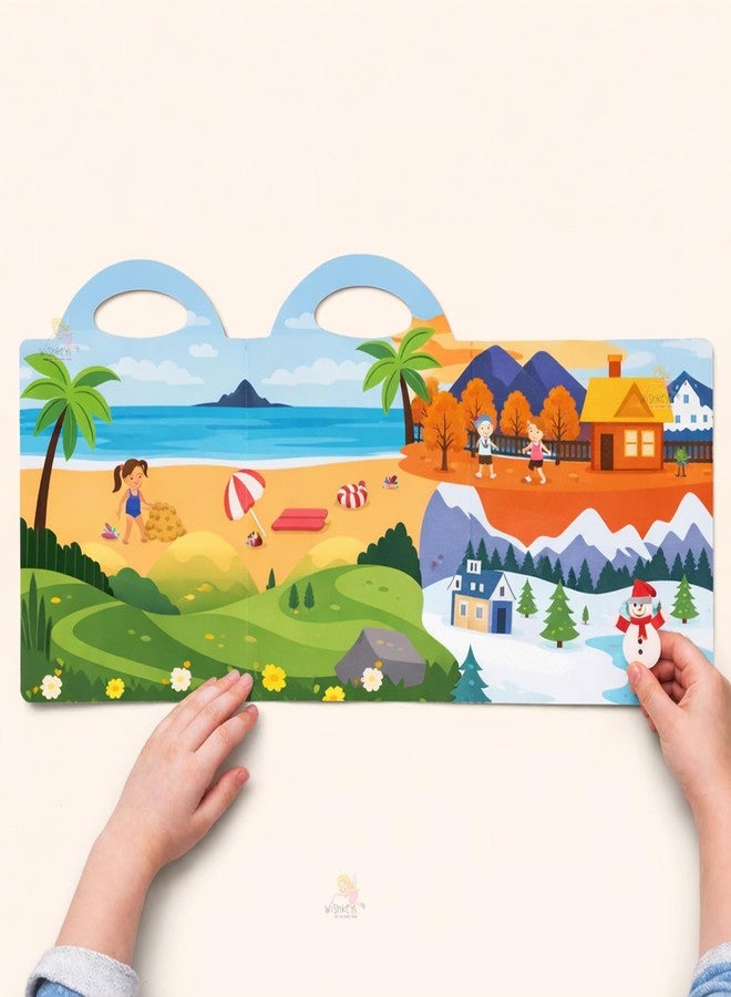 Wishkey Reusable Jelly Sticker Book for Kids 46 Pcs Seasons Theme Waterproof Double-Sided Activity Book Educational Learning Toy with Spring Summer Winter Autumn Scenes Travel Friendly 2+ Years - Image 3