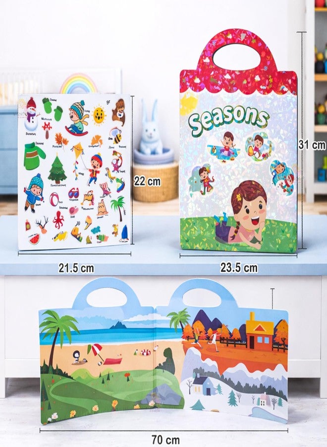 Wishkey Reusable Jelly Sticker Book for Kids 46 Pcs Seasons Theme Waterproof Double-Sided Activity Book Educational Learning Toy with Spring Summer Winter Autumn Scenes Travel Friendly 2+ Years - Image 2