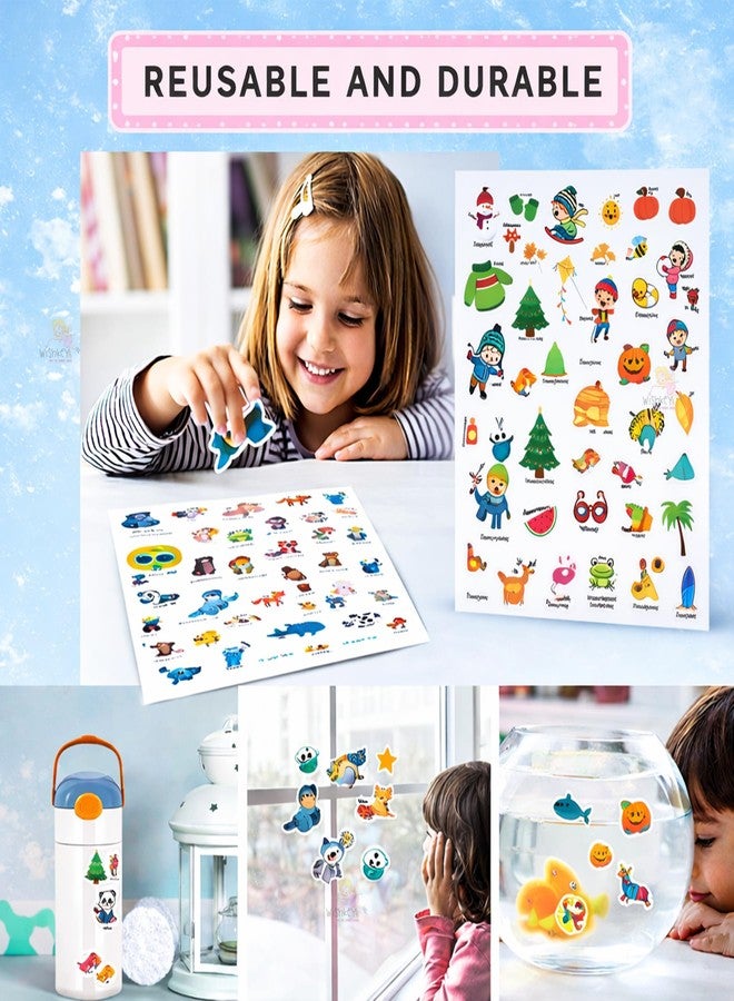 Wishkey Reusable Jelly Sticker Book for Kids 46 Pcs Seasons Theme Waterproof Double-Sided Activity Book Educational Learning Toy with Spring Summer Winter Autumn Scenes Travel Friendly 2+ Years - Image 4