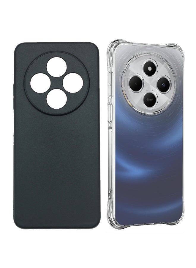 SanHu for Redmi 14C 4G/Xiaomi POCO C75 4G 2-In-1 Thin Soft Case Cover, Anti Drop Protection, Anti Fingerprint, Durable, Easy To Clean And Install, Frosted Protective Case+Transparent Four Corner Anti Drop Protective Case - Image 1