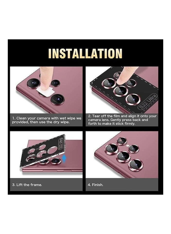 Raxoom 2 in 1 Clear Case with Camera Lens Protector For Galaxy S22 Ultra Ultra-HD 9H Hardness Tempered Glass Metal Ring Camera Screen Protector - Image 3