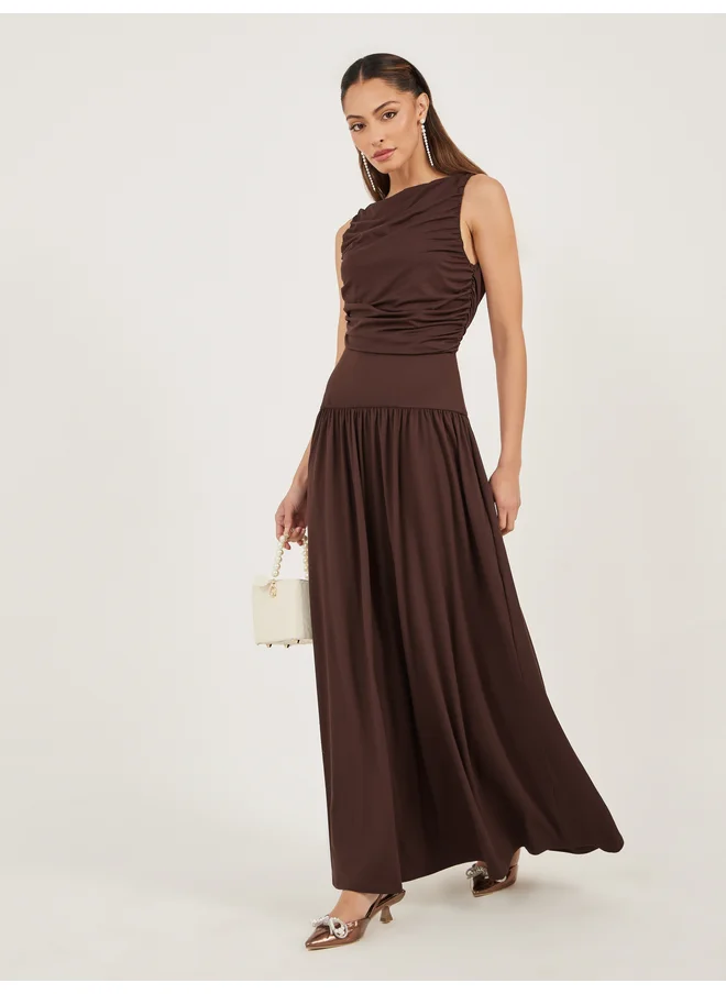 ستايلي Styli Red Sleeveless A-Line Maxi Dress