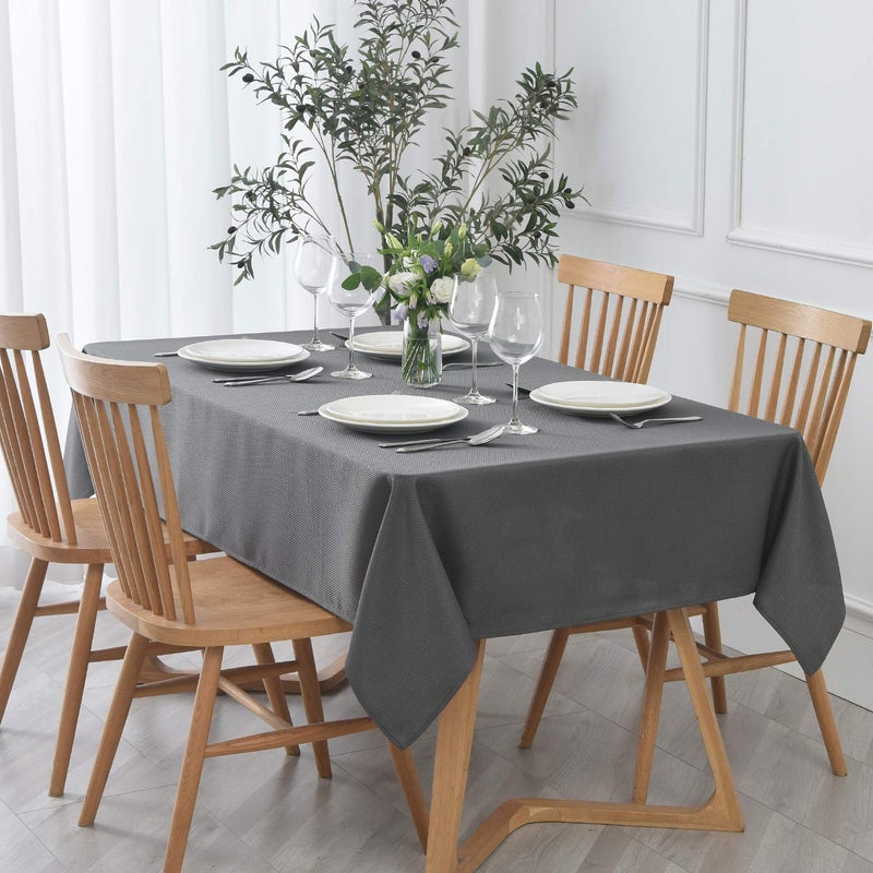 maxmill Textured Rectangle Tablecloth  Wrinkle Free Spill Proof  Soft Jacquard Table Cloth for Buffet Banquet Parties Event Holiday Dinner  Indoor and Outdoor Use  60 x 84 Inch Charcoal - Image 1