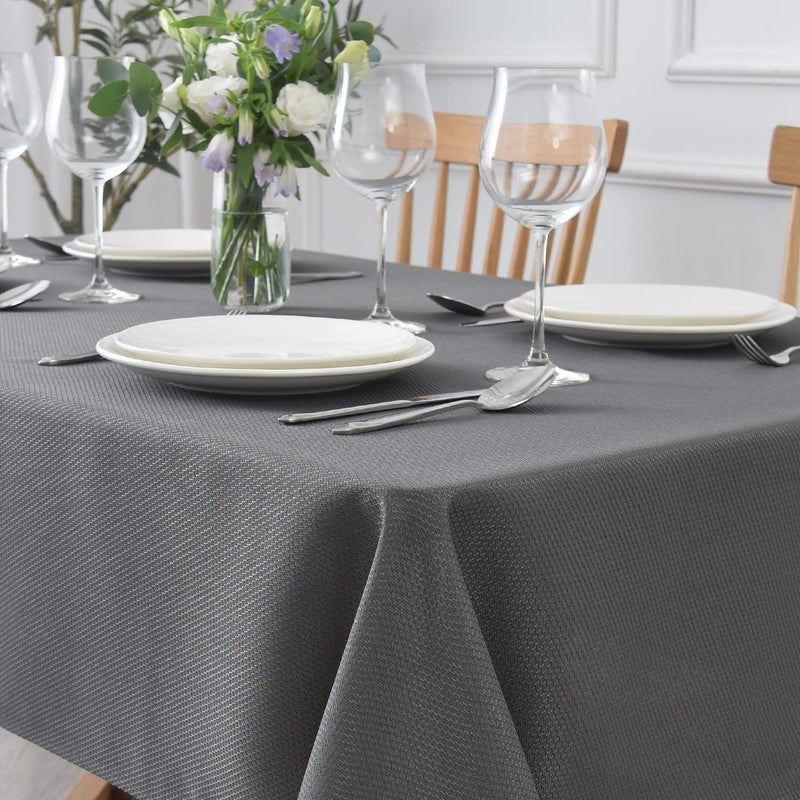 maxmill Textured Rectangle Tablecloth  Wrinkle Free Spill Proof  Soft Jacquard Table Cloth for Buffet Banquet Parties Event Holiday Dinner  Indoor and Outdoor Use  60 x 84 Inch Charcoal - Image 2