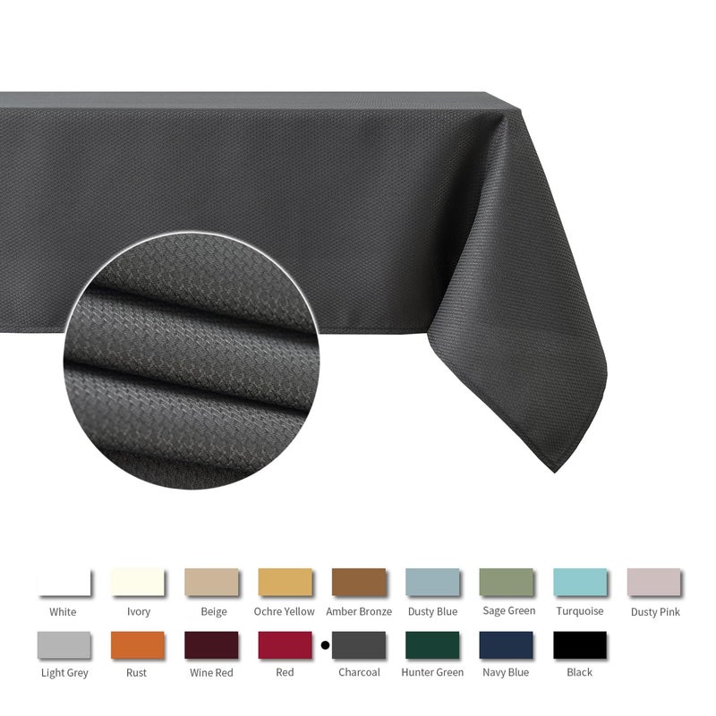 maxmill Textured Rectangle Tablecloth  Wrinkle Free Spill Proof  Soft Jacquard Table Cloth for Buffet Banquet Parties Event Holiday Dinner  Indoor and Outdoor Use  60 x 84 Inch Charcoal - Image 3